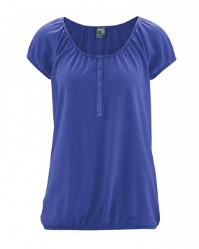 CLARA dámské triko s krátkým rukávem z konopí a biobavlny - modrá chrpová