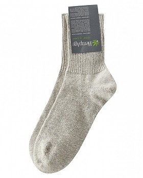 Teplé ponožky z konopí, biobavlny a jačí vlny - béžová melange