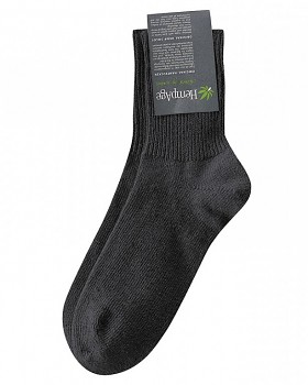 Teplé ponožky z konopí, biobavlny a jačí vlny - černá