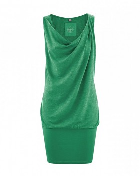 LETICIA Dámské letní šaty z konopí a biobavlny - zelená smaragdová