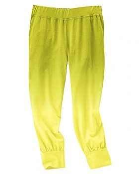 SUMMER capri kalhoty z konopí a biobavlny - žlutozelená jablková