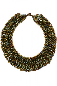 TIBOLI korálkový náhrdelník (obojek) - bronzová