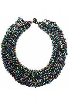 TIBOLI korálkový náhrdelník (obojek) - paví
