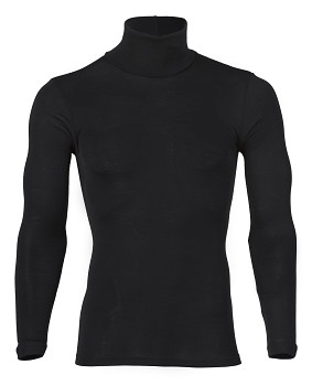 Unisex rolák s dlouhými rukávy z bio merino vlny a hedvábí - černá