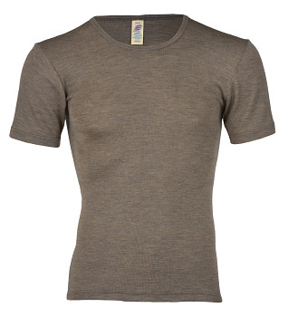 Pánské tričko s krátkými rukávy z bio merino vlny a hedvábí - hnědá wallnut
