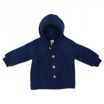 Kojenecký kabátek ze 100% bio merino vlny (fleece) - modrá 