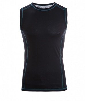 Pánské sportovní tričko bez rukávů z bio merino vlny a hedvábí - černá