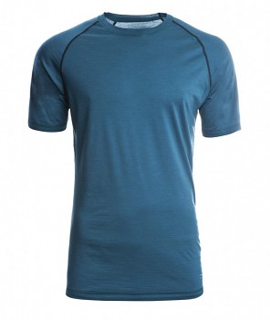 Pánské sportovní tričko s kr. rukávy z bio merino vlny a hedvábí - modrozelená hydro