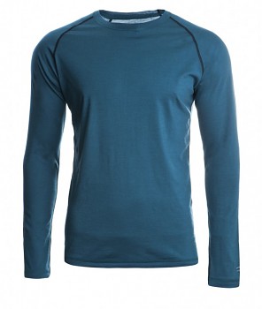 Pánské sportovní tričko s dl. rukávy z bio merino vlny a hedvábí - modrozelená hydro