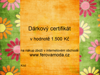 Dárkový certifikát v hodnotě 1.500 Kč