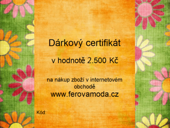 Dárkový certifikát v hodnotě 2.500 Kč