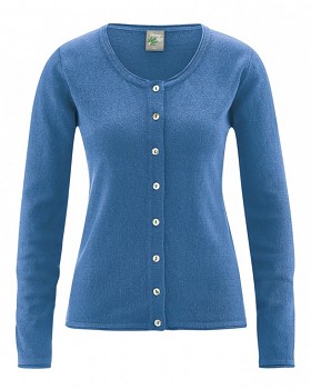 LOLA dámský pletený svetr z konopí a biobavlny - modrá sea