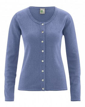 LOLA dámský pletený svetr z konopí a biobavlny - modrá borůvková