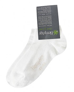 Kotníkové ponožky z konopí - bílá natur