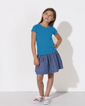 MINI STELLA DRAWS Dívčí tričko s krátkými rukávy ze 100% biobavlny - světle modrá azur
