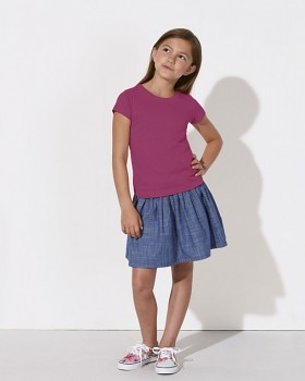 MINI STELLA DRAWS Dívčí tričko s krátkými rukávy ze 100% biobavlny - malinová