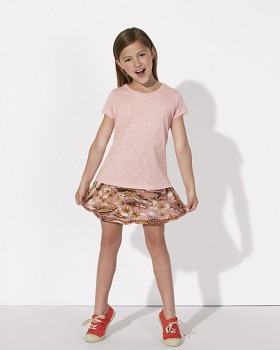 MINI STELLA DRAWS Dívčí tričko s krátkými rukávy ze 100% biobavlny - světle růžová melange cream heather