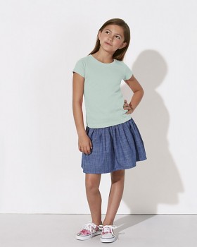 MINI STELLA DRAWS Dívčí tričko s krátkými rukávy ze 100% biobavlny - světle modrá carribean