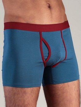 Albero pánské boxerky z biobavlny - modrá (s červenými lemy)