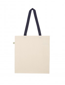 Biotaška HEAVY SHOPPER ze 100% biobavlny - přířodní/modrá navy