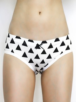HIP dámské kalhotky (hipster) z biobavlny - bílá s černými trojůhelníky