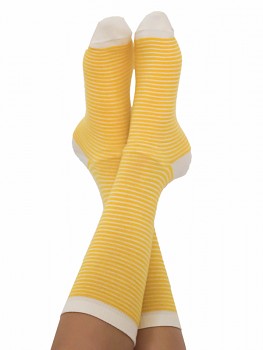 Ponožky ze biobavlny - žlutý proužek