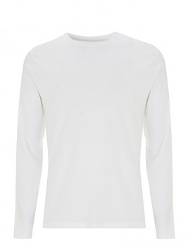 Pánské tričko s dlouhými rukávy z 100% biobavlny - bílá