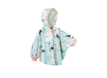 RAIN BIRDS dětské pončo ze 100% biobavlny - zelená