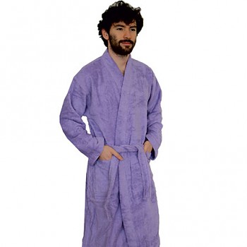 UNISEX froté župan ze 100% biobavlny - fialová lila