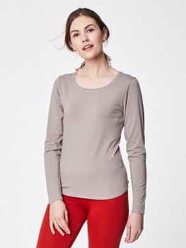 ESSENTIAL dámský top s dlouhými rukávy z bambusu a biobavlny - šedá warm grey