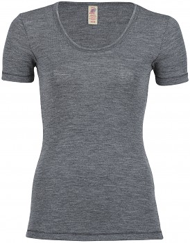 Dámské sportovní tričko s krátkými rukávy ze 100% bio merino vlny  - šedá melange