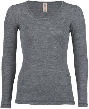 Dámské sportovní tričko s dlouhými rukávy ze 100% bio merino vlny  - šedá melange