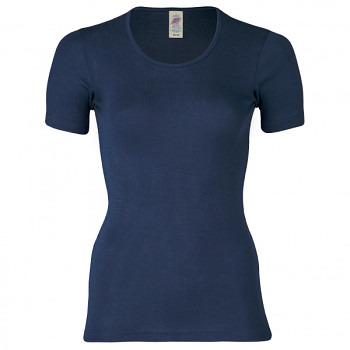 Dámské tričko z bio merino vlny a hedvábí  - modrá marine