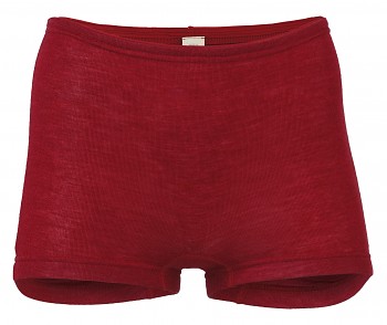 Dámské kalhotky s nohavičkami z merino vlny a hedvábí - červená malve