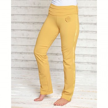 ROSE Dámské úpletové kalhoty na jógu z biobavlny - žlutá
