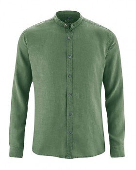 BAND pánská košile ze 100% konopí - zelená herb