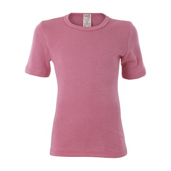 BIRDIE unisex dětské funkční tričko s krátkými rukávy z bio merino vlny a hedvábí - růžová