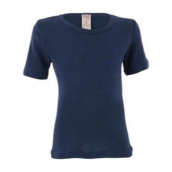 BIRDIE unisex dětské funkční tričko s krátkými rukávy z bio merino vlny a hedvábí - tmavě modrá