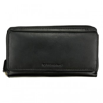DOUBLE velká kožená peněženka černá 