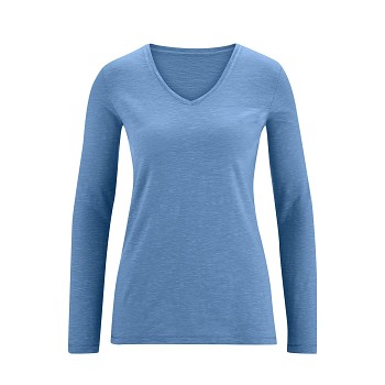 DORA Dámské tričko s dlouhými rukávy ze 100% biobavlny - modrá moon