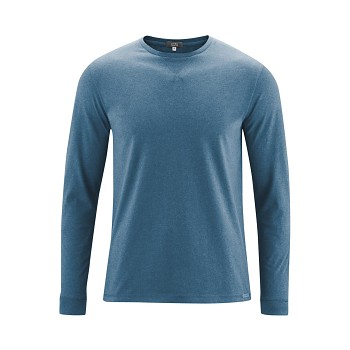 HUDSON Pánské tričko s dlouhými rukávy ze 100% biobavlny - modrá petrol