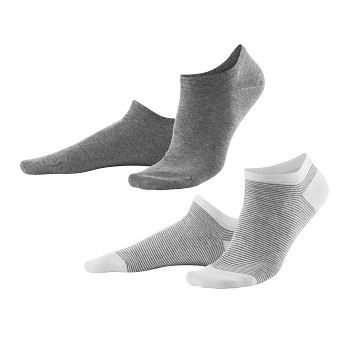 ABBY dámské kotníkové ponožky z biobavlny - šedá/bílá (2 páry)