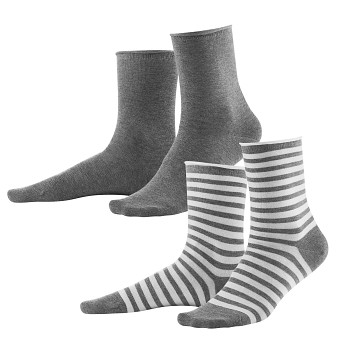 ALEXIS dámské ponožky z biobavlny - šedá/bílá (2 páry)