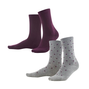 BETTINA dámské ponožky z biobavlny - fialová/šedá (2 páry)