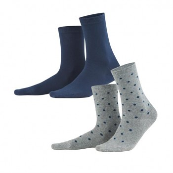 BETTINA dámské ponožky z biobavlny - modrá/šedá (2 páry)
