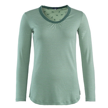 HAILY dámský pyžamový top s dlouhými rukávy ze 100% biobavlny - zelená mistry stripe