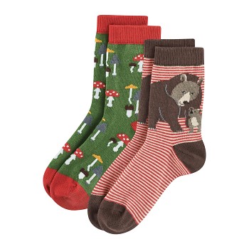 BEAR Dětské ponožky z biobavlny (2 páry)  - červená/zelená