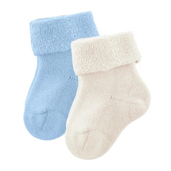 GECKO kojenecké ponožky z biobavlny (2 páry) - přírodní / modrá