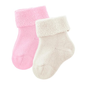 GECKO kojenecké ponožky z biobavlny (2 páry) - přírodní / růžová