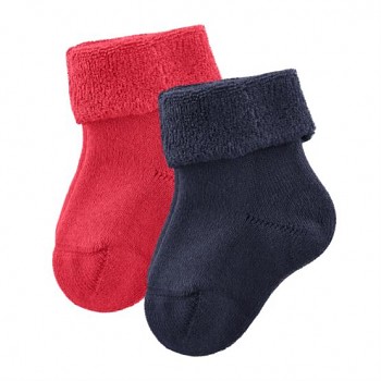 GECKO kojenecké ponožky z biobavlny (2 páry) - modrá / červená